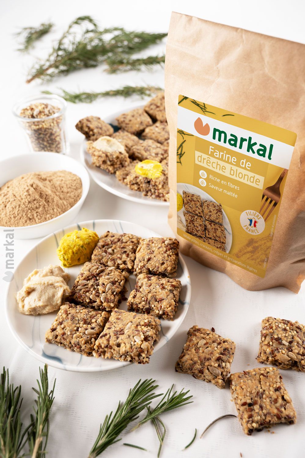Crackers a la farine de dreche blonde markal Crackers a la farine de dreche blonde markal