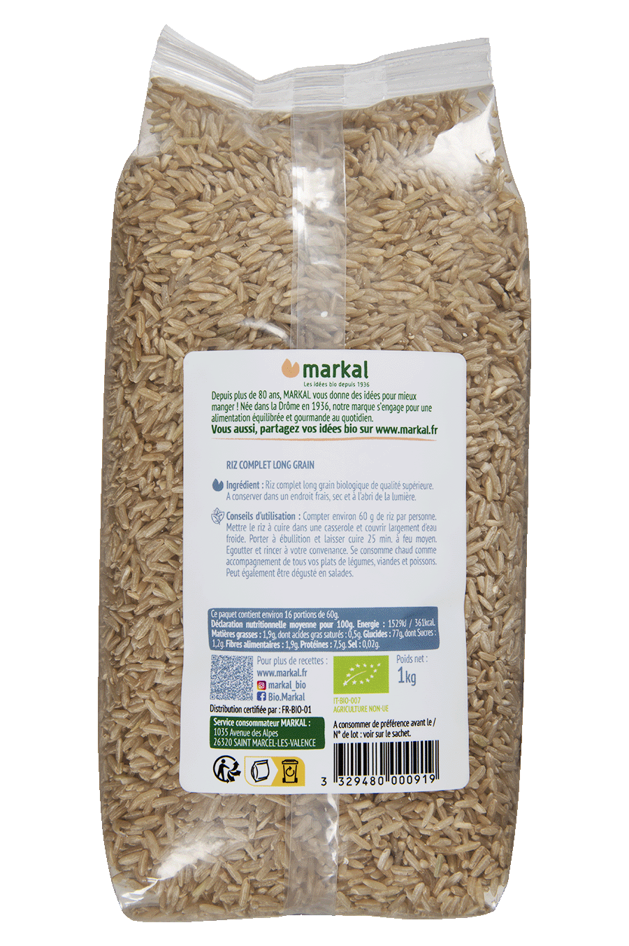 Whole grain long grain rice