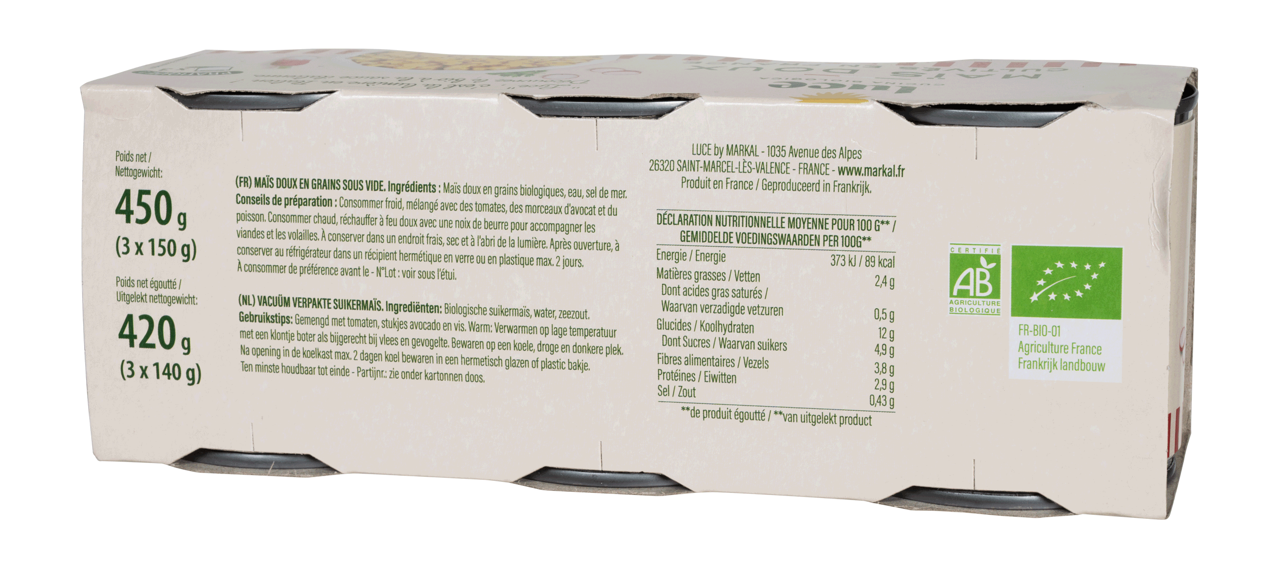 Maïs doux en grains