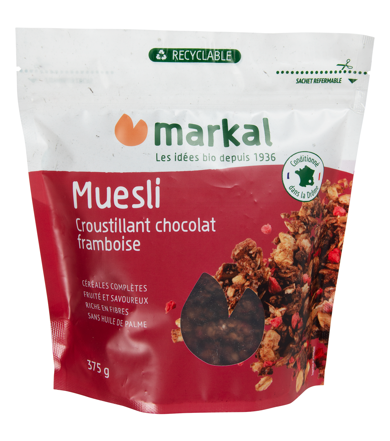 Muesli croustillant chocolat framboise