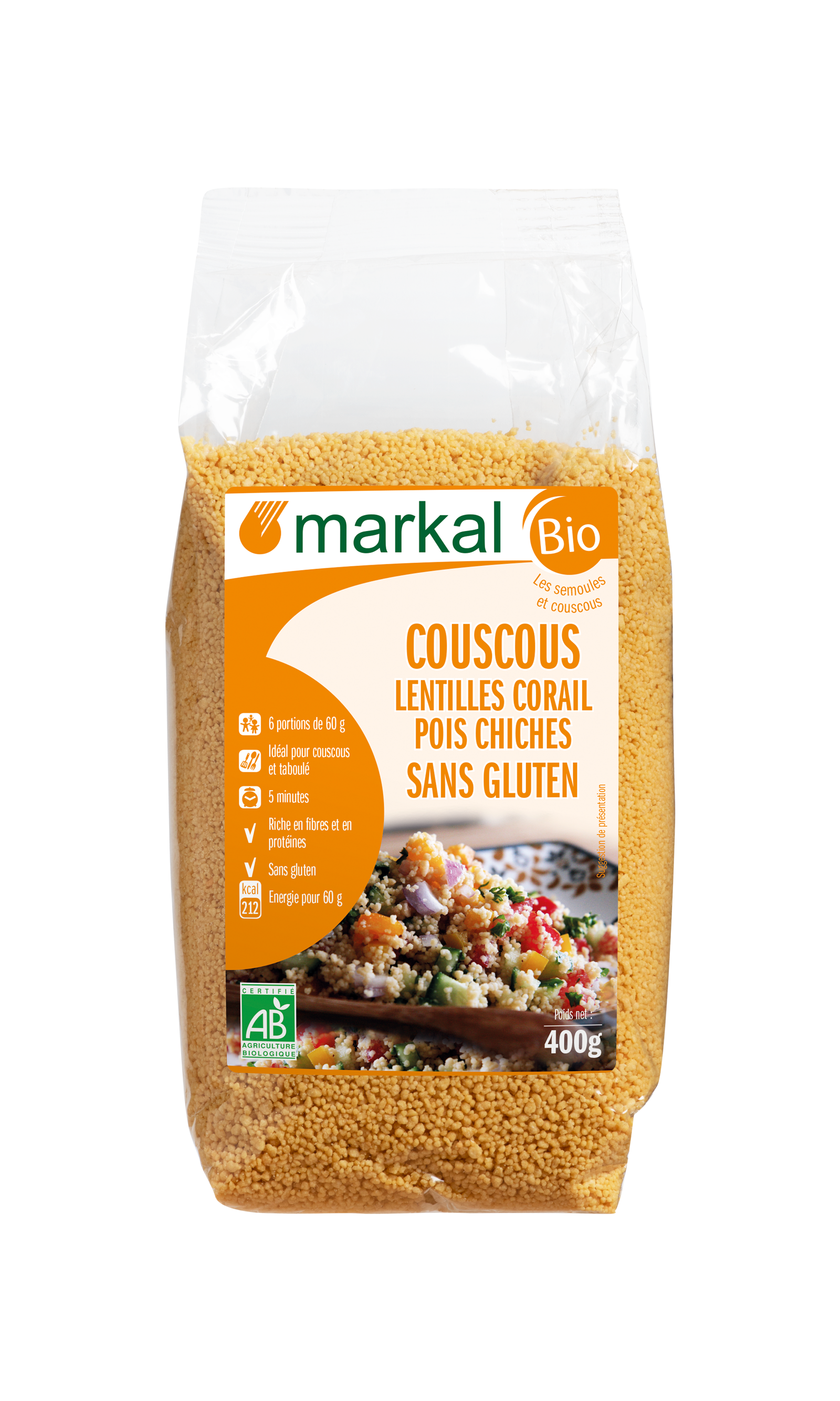 Couscous lentilles corail - pois chiches - sans gluten