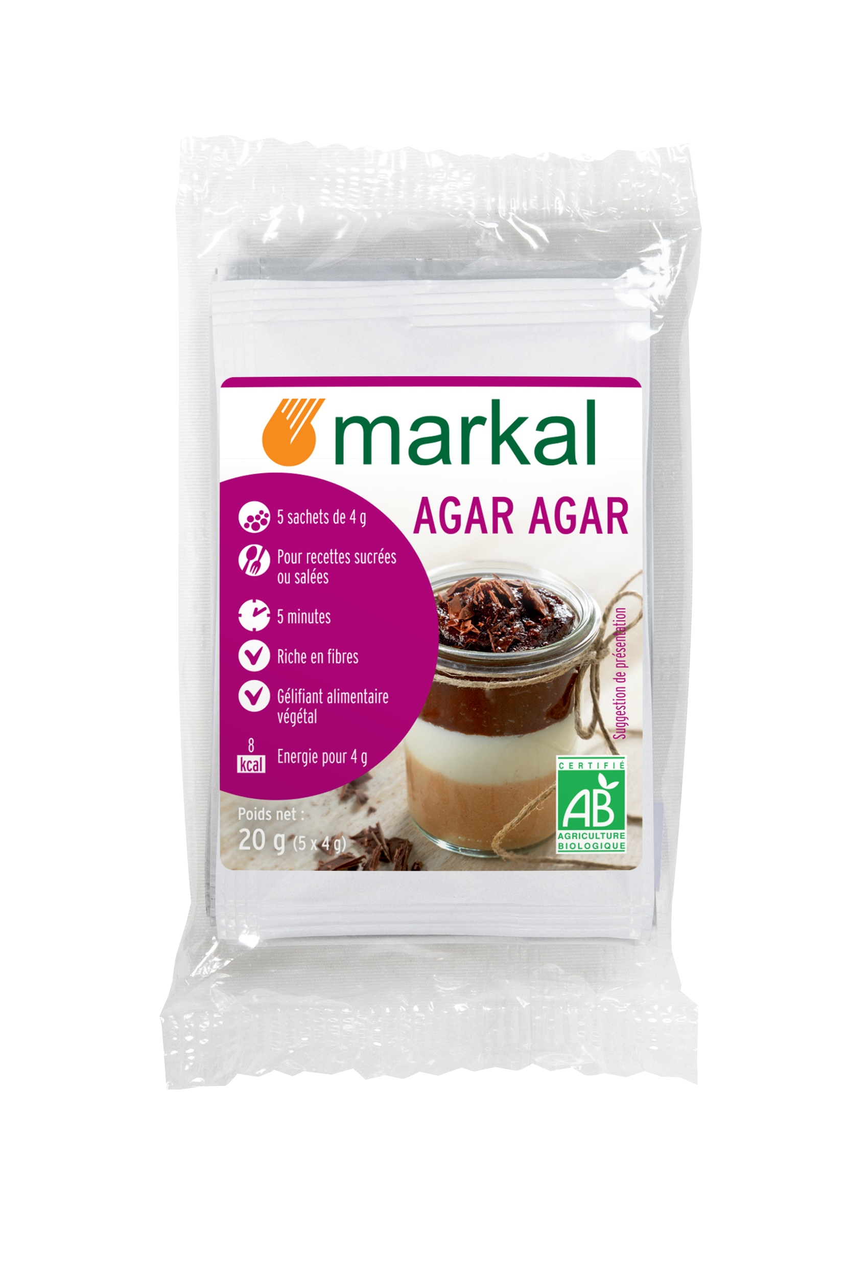 Agar-Agar Poudre - sachet 5 x 4g bio - Markal