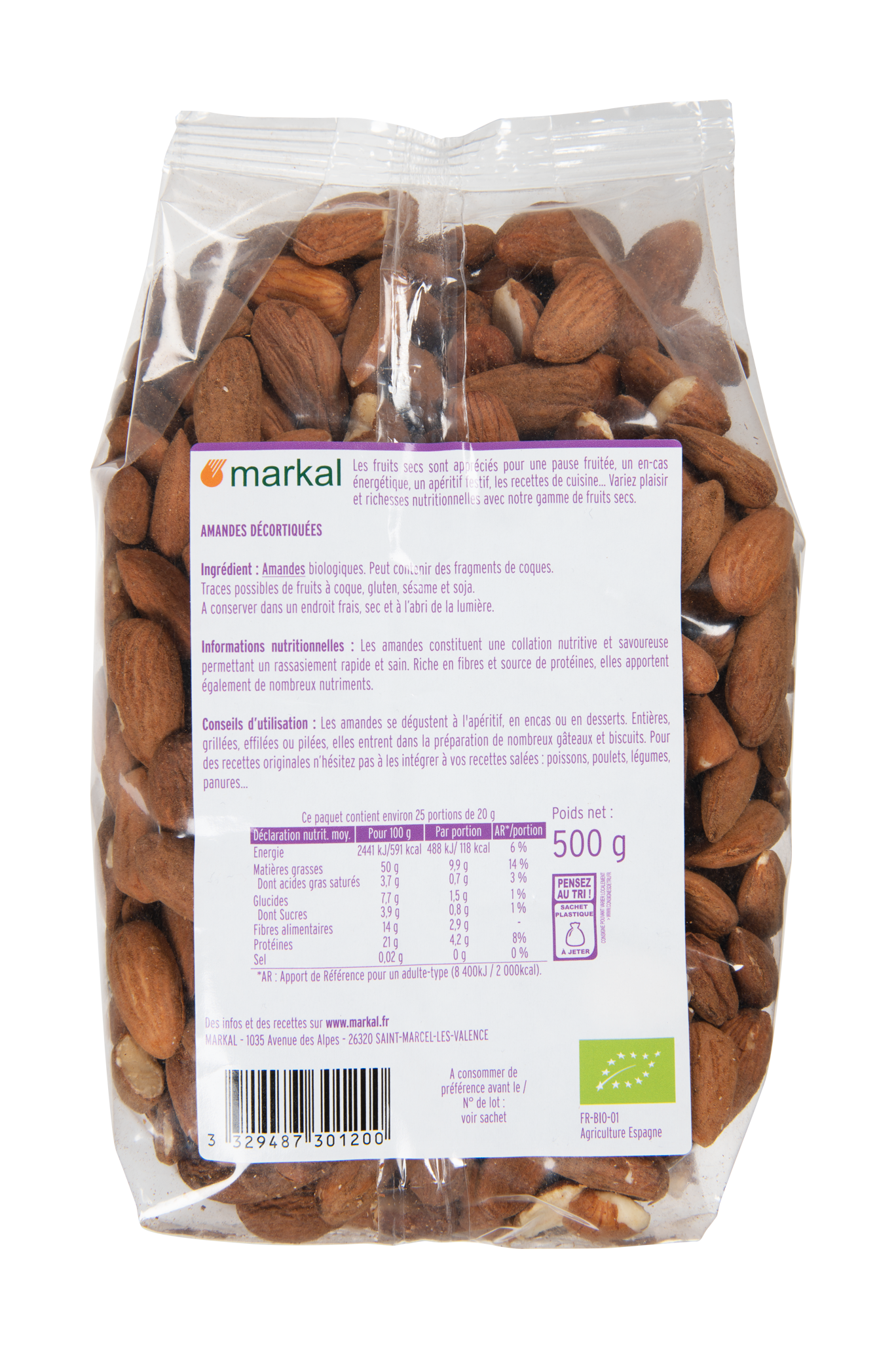 Amandes décortiquées bio - Markal