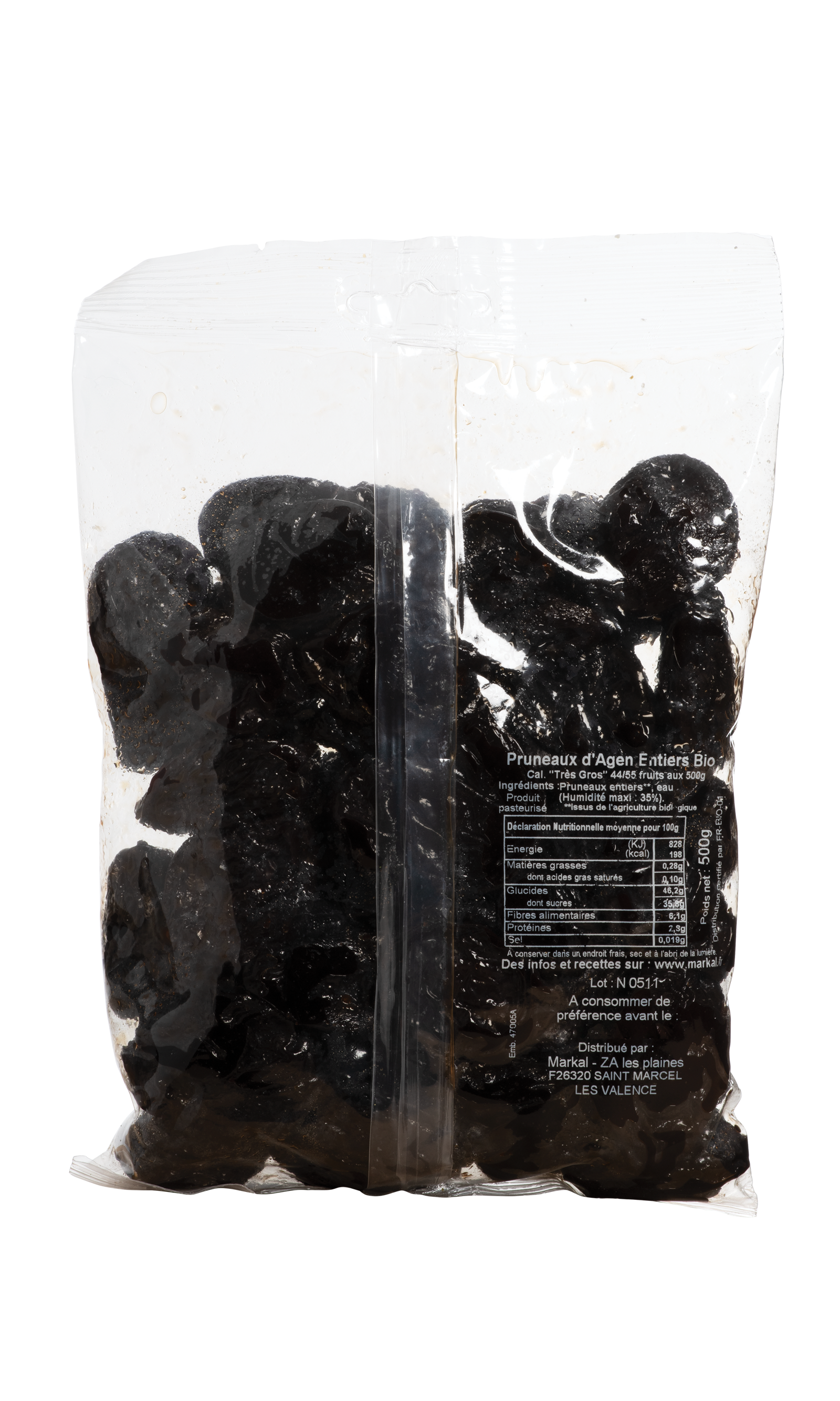 Pruneaux d'Agen demi secs - entiers
Humidité 35% max