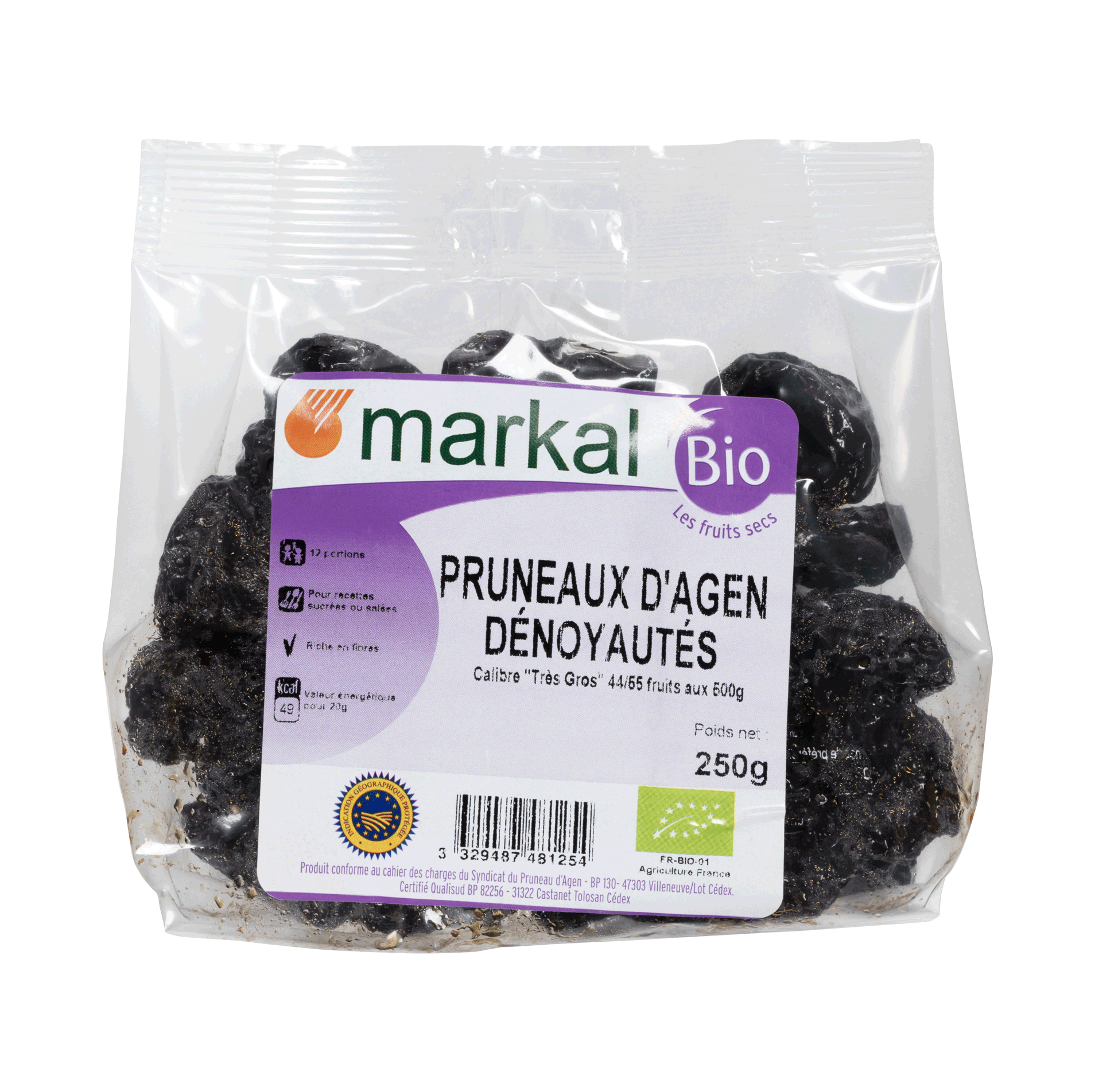 Pruneaux d'Agen demi secs - dénoyautés
Humidité 35% max