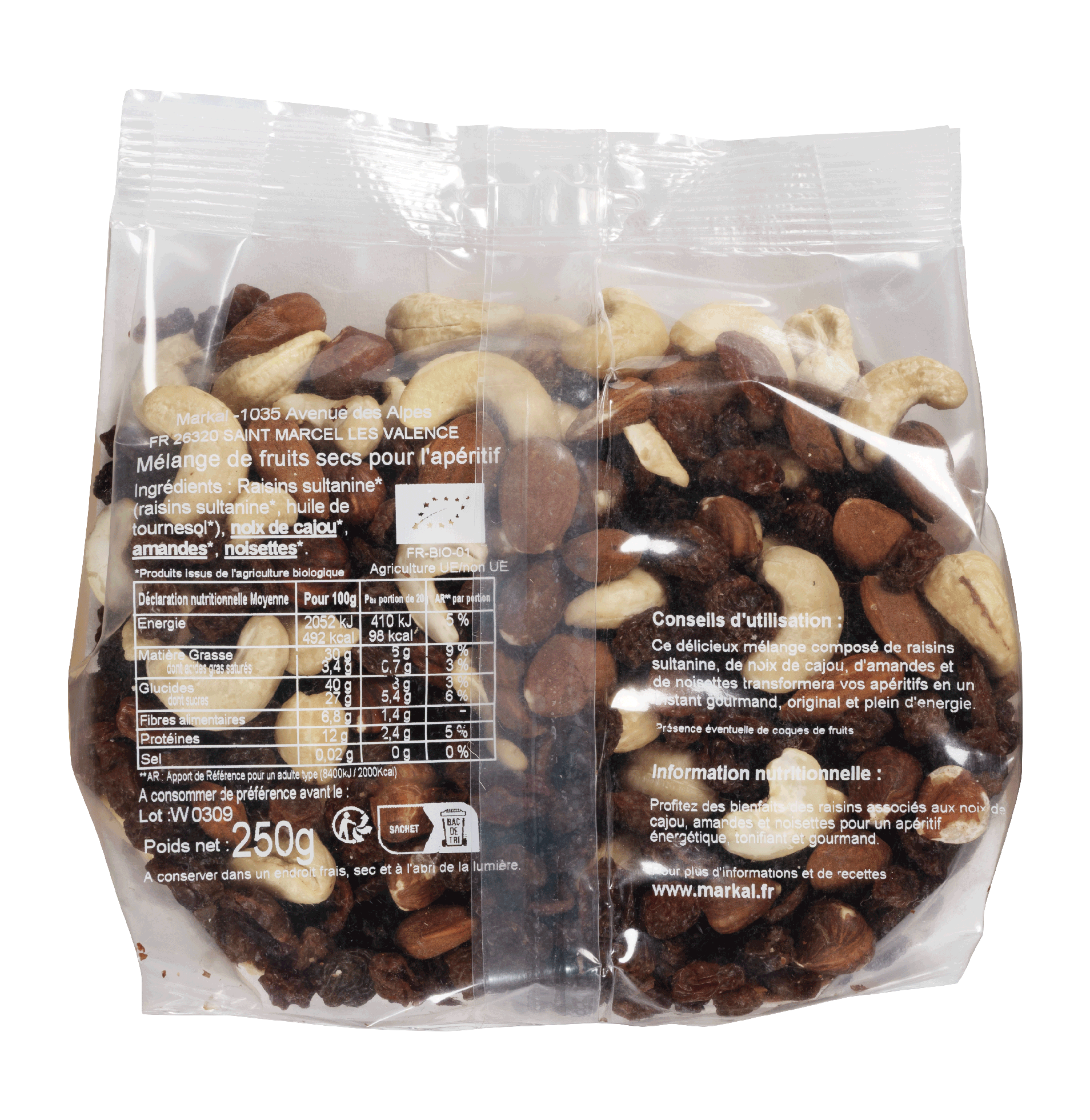Mélange apéritifs (raisins, cajou, amandes, noisettes)