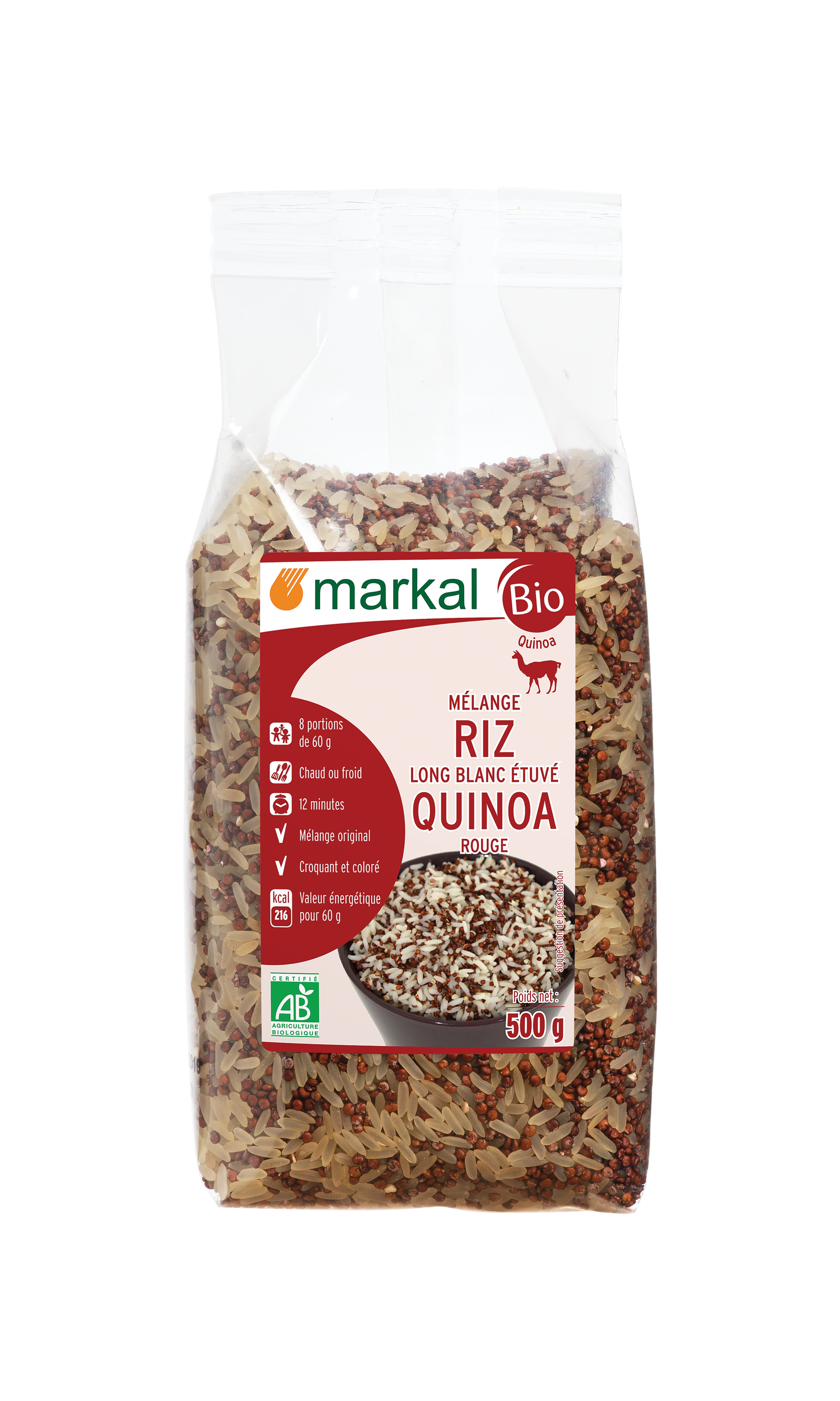 Mélange riz long blanc étuvé -quinoa rouge