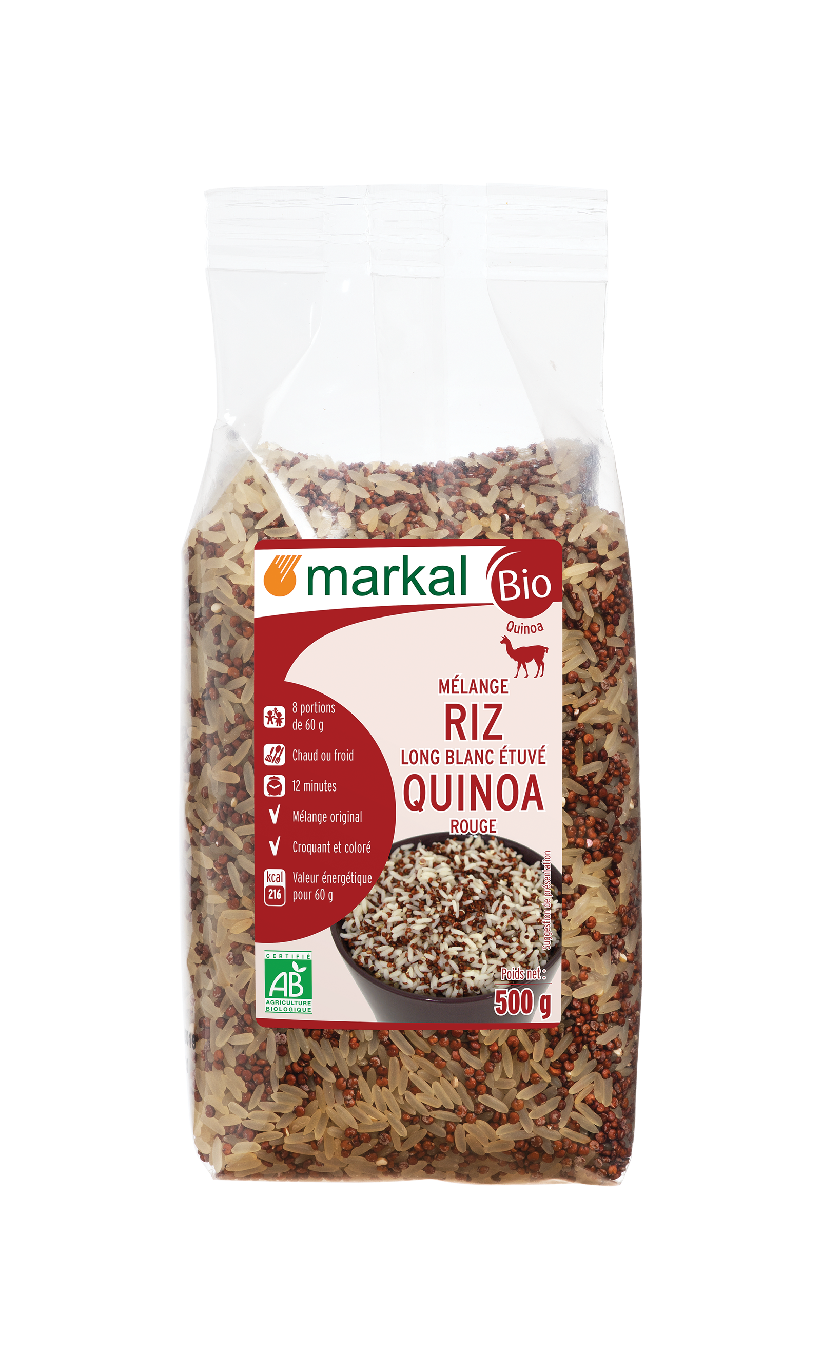 Mélange riz long blanc étuvé - quinoa rouge