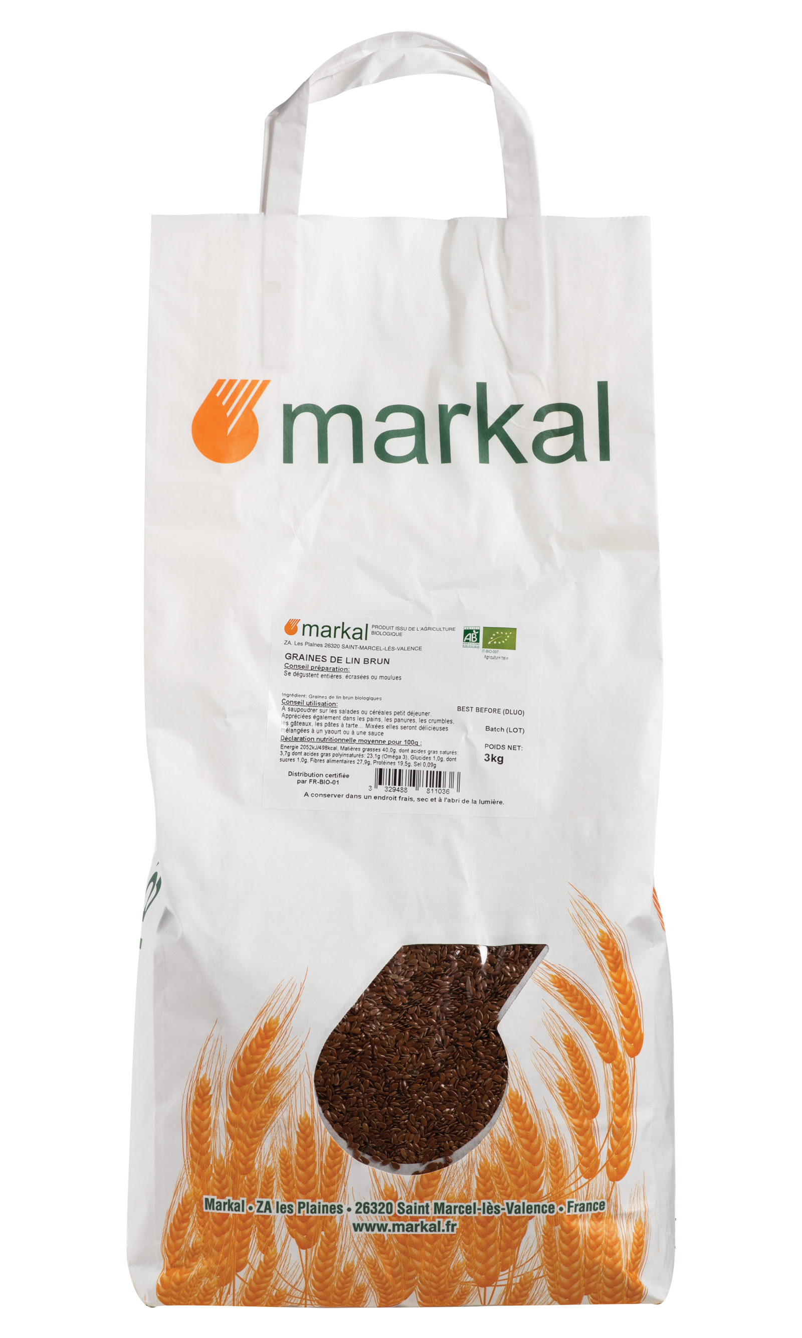 Graines de lin brun bio 250 g Markal 