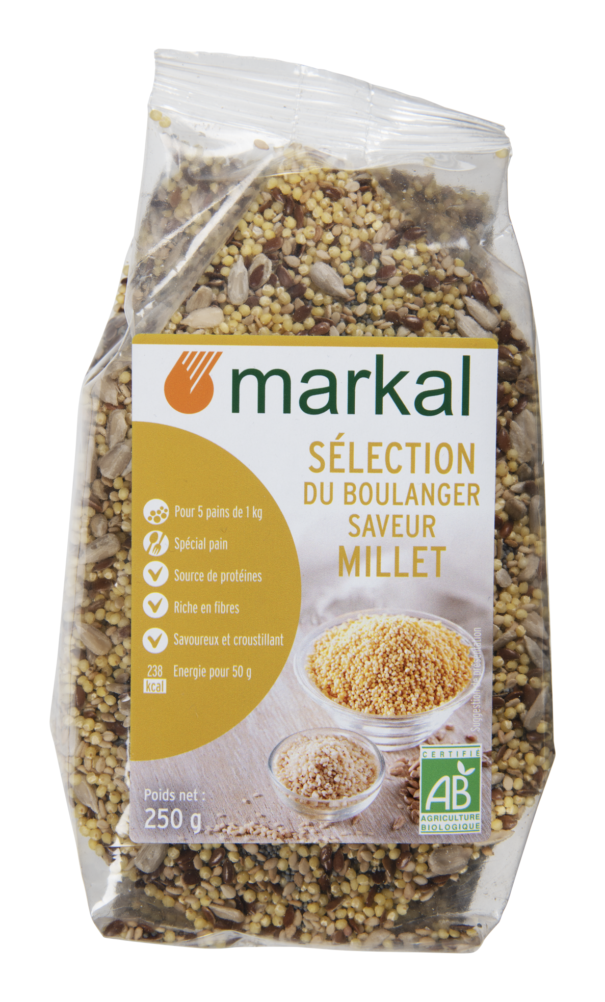 Sélection du boulanger - millet
Millet, lin brun, sésame, tournesol décortiqué, pavot.