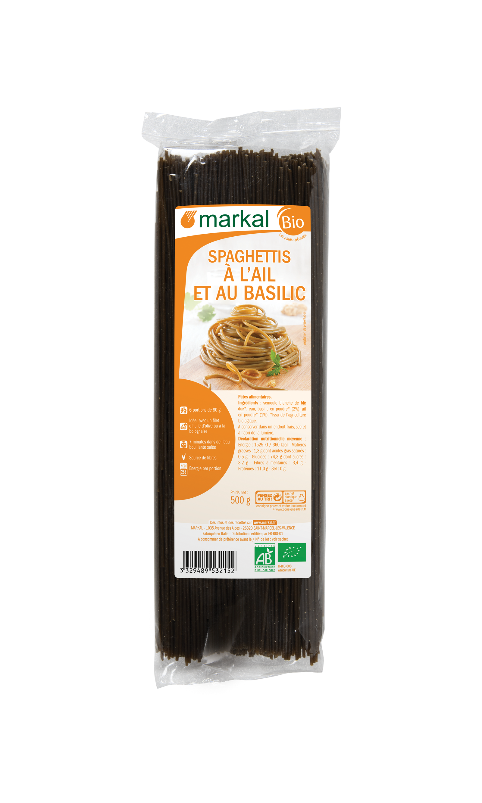 Spaghetti ail-basilic
Cuisson rapide