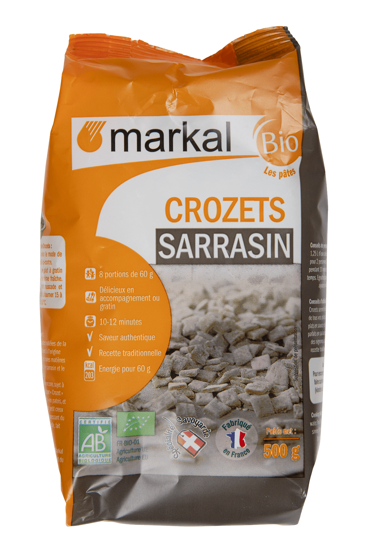 Crozets au sarrasin
A base de blé dur et de farine de sarrasin.