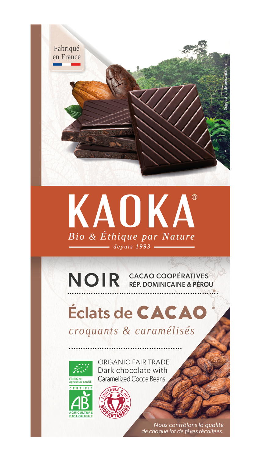 Chocolat noir 70% éclats de cacao caramélisés