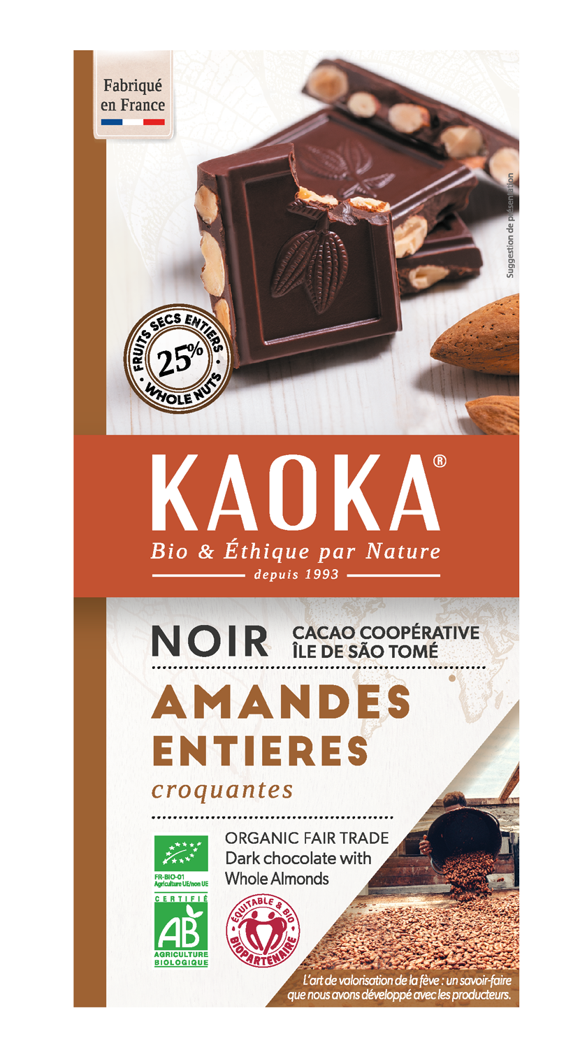 Chocolat noir 66% Sao Tomé - amandes