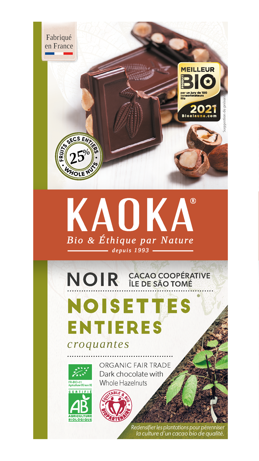 Chocolat noir 66% Sao Tomé - noisettes