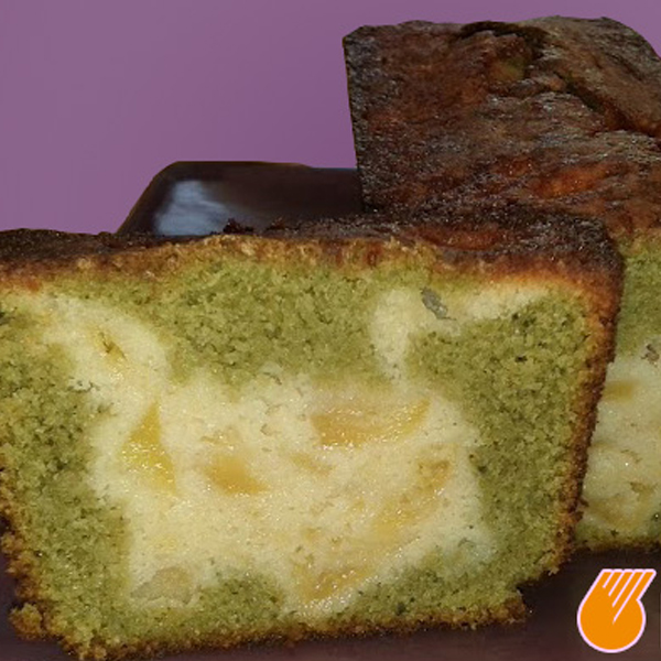 Cake marbré aux pommes et thé matcha sans gluten