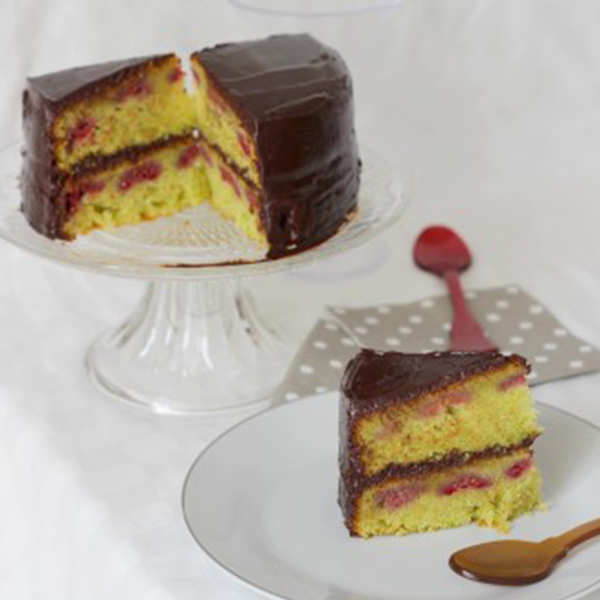 Layer cake petits pois et framboises