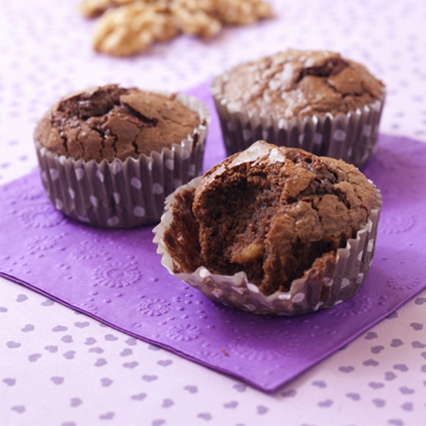 Muffins fondants aux noix et chocolat noir