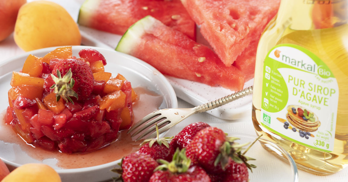 Tartare de fruits à la fraise, pastèque et abricot