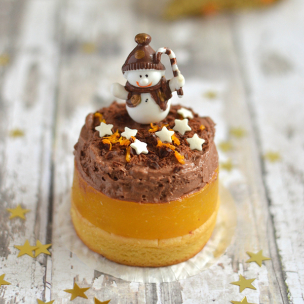 Dessert de Noël, farine de lupin, orange et chocolat