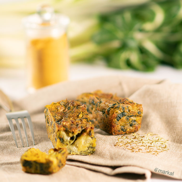 Cake de blettes et lentilles corail au curry au Vitaliseur de Marion