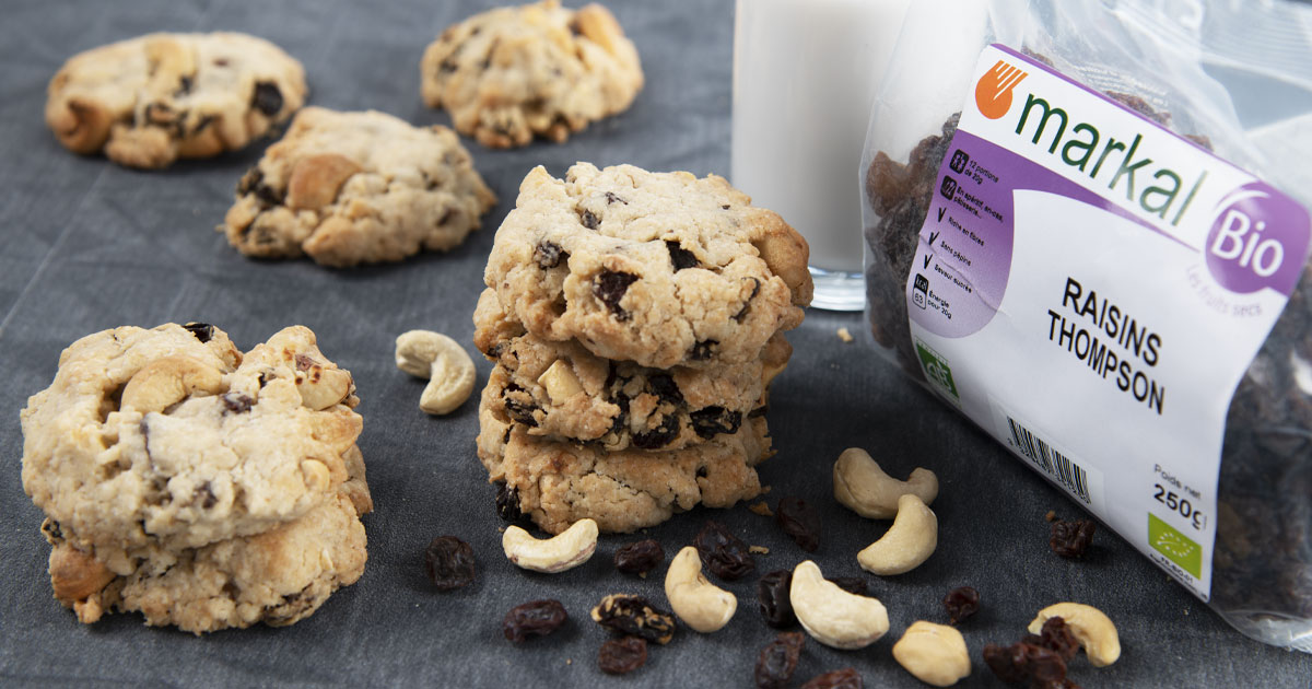 Cookies cajou et raisins secs