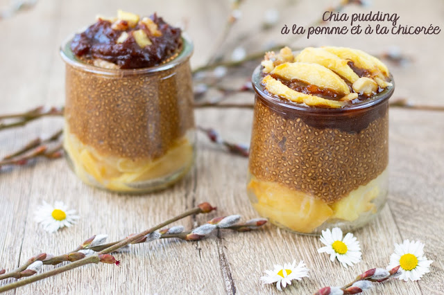 Chia pudding à la pomme et chicorée, coulis de datte