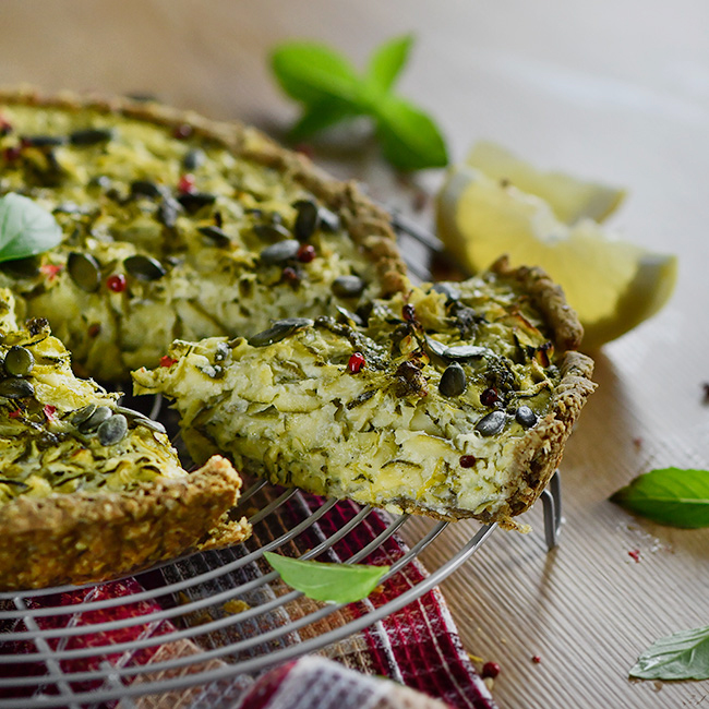 Tarte estivale courgette-basilic-citron