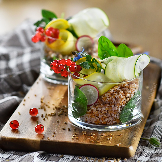 Verrine spelta et légumes d'été