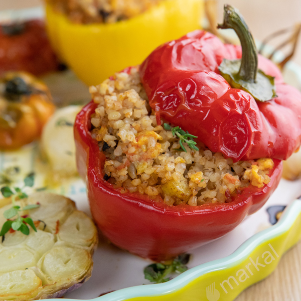 Poivrons farcis au Boulgour d'orge