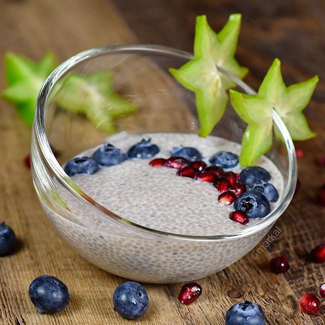 Graines de chia blancs aux fruits