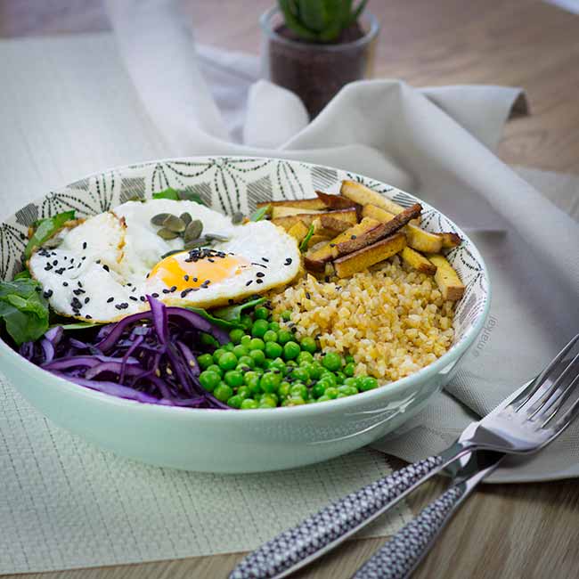 Bibimbap végétarien au pilpil et tofu