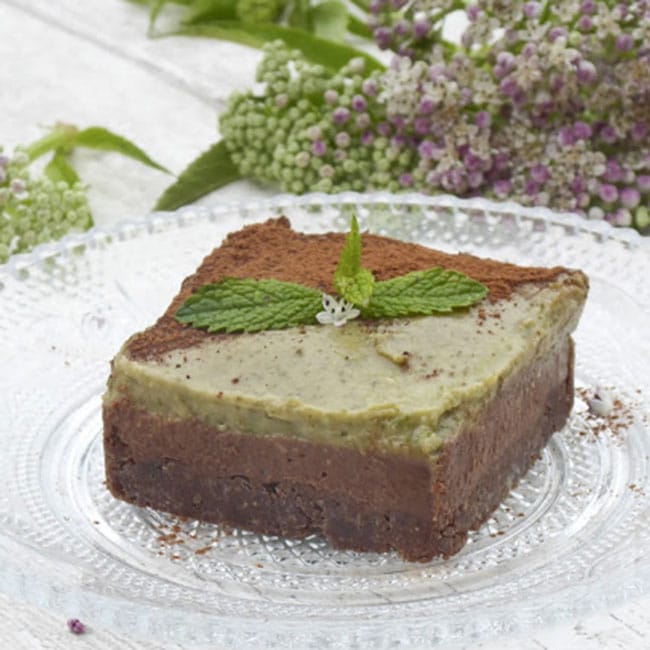 Gâteau cru au cacao et à la menthe