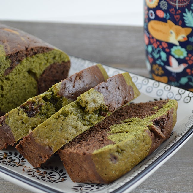 Cake marbré chocolat et thé matcha