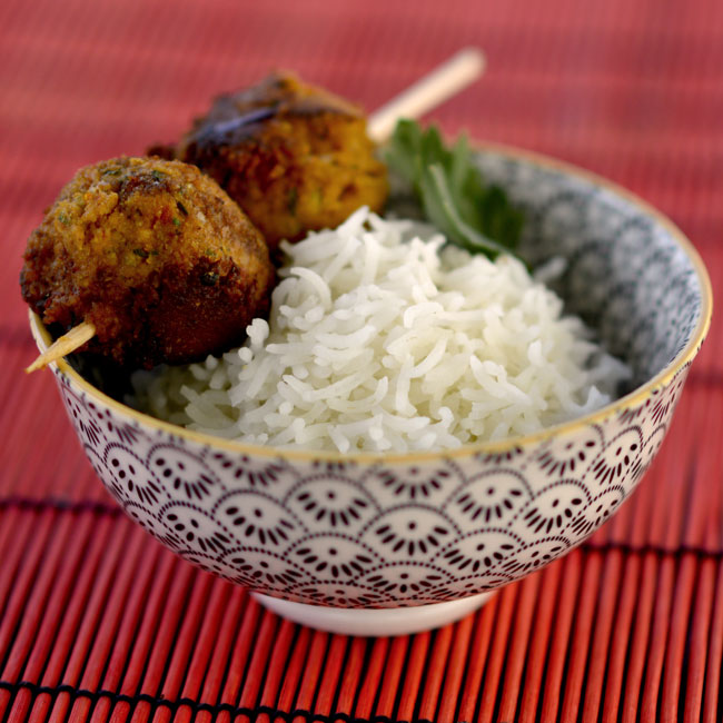 Boulettes de saumon, risotto de duo de quinoa