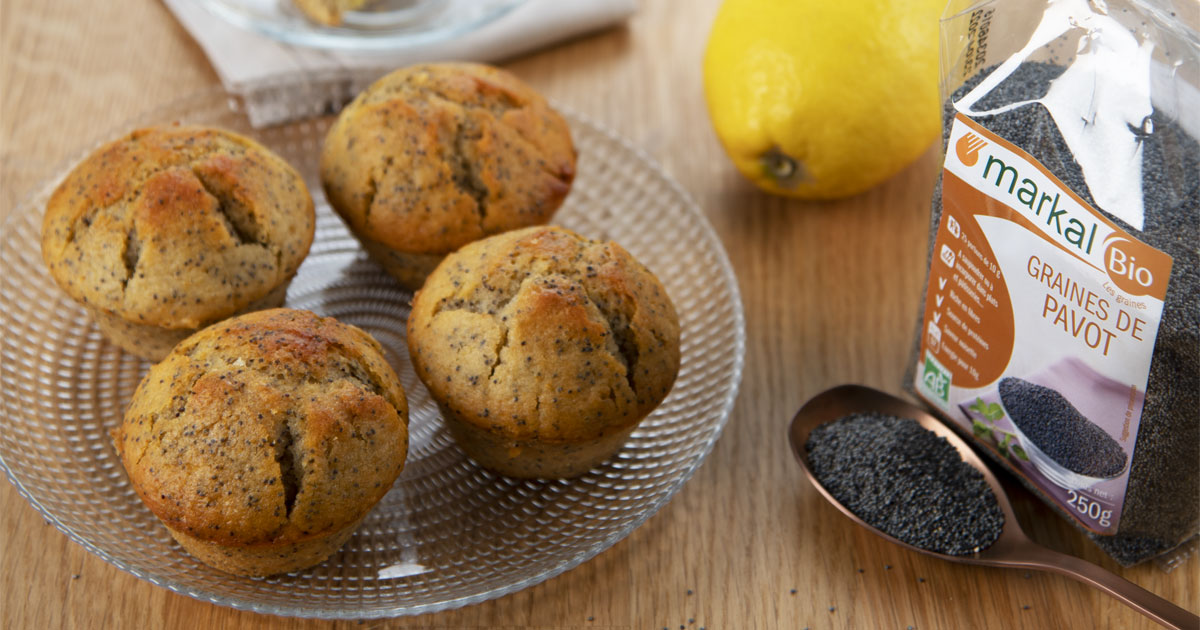 Muffins citron pavot, coeur lemon curd