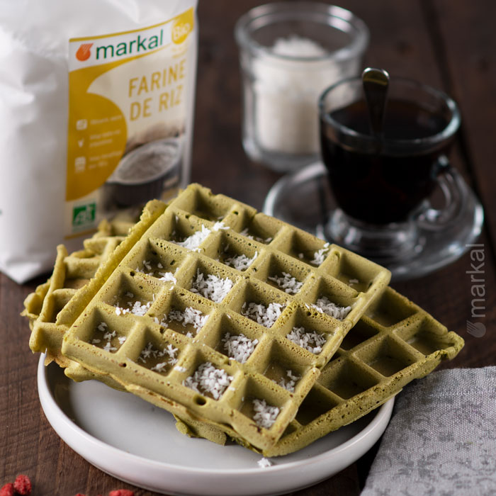 Gaufres vegan au thé matcha sans gluten