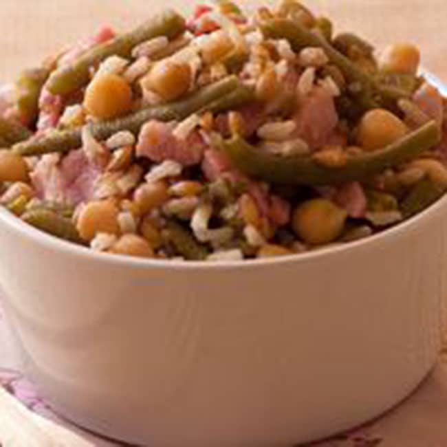 Epeautre aux lardons et haricots verts