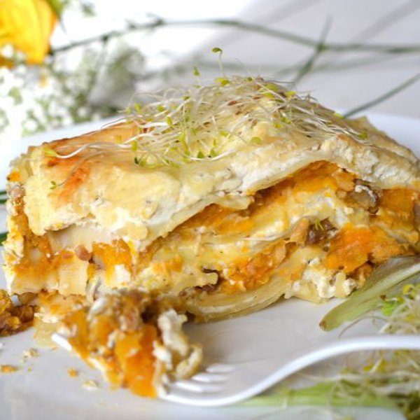 Lasagnes végétariennes au potimarron et camembert