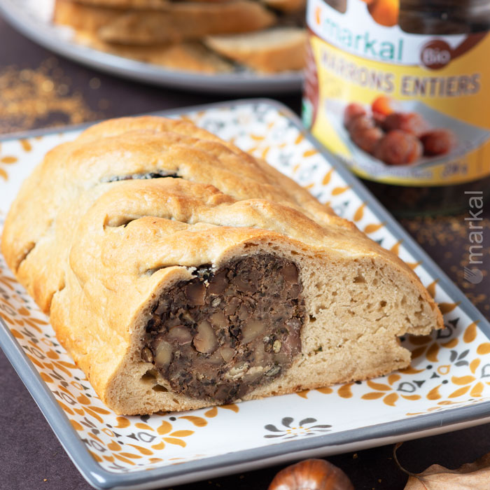 Pain salé farcie aux lentilles et aux champignons