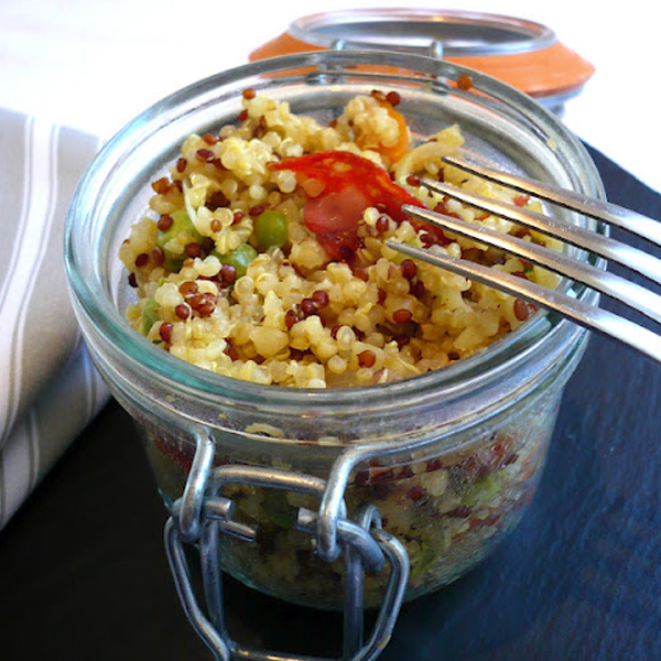 Boulgour quinoa aux petits pois et chorizo