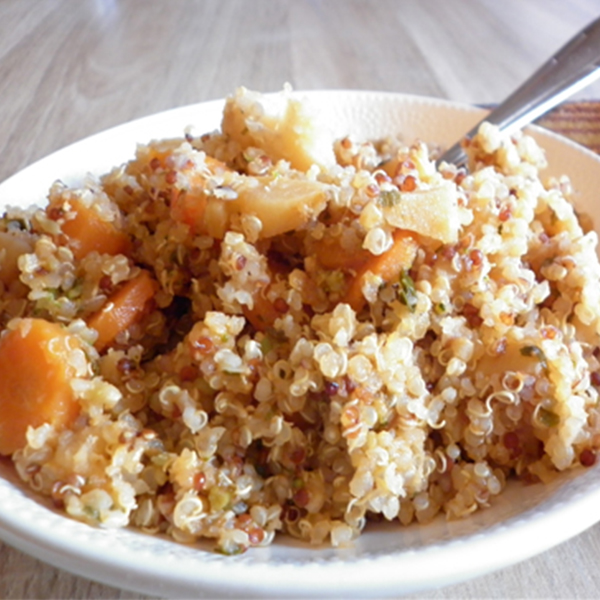 Duo de quinoa aux panais et carottes primeurs, coriandre et amandes