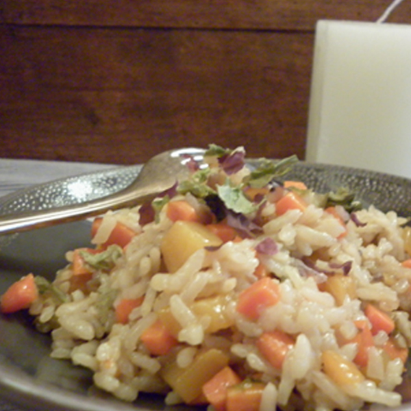 Risotto de rutabaga et de carotte aux saveurs marines