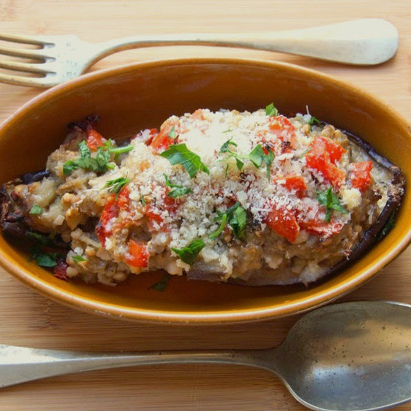 Aubergines gratinées au parmesan et kasha