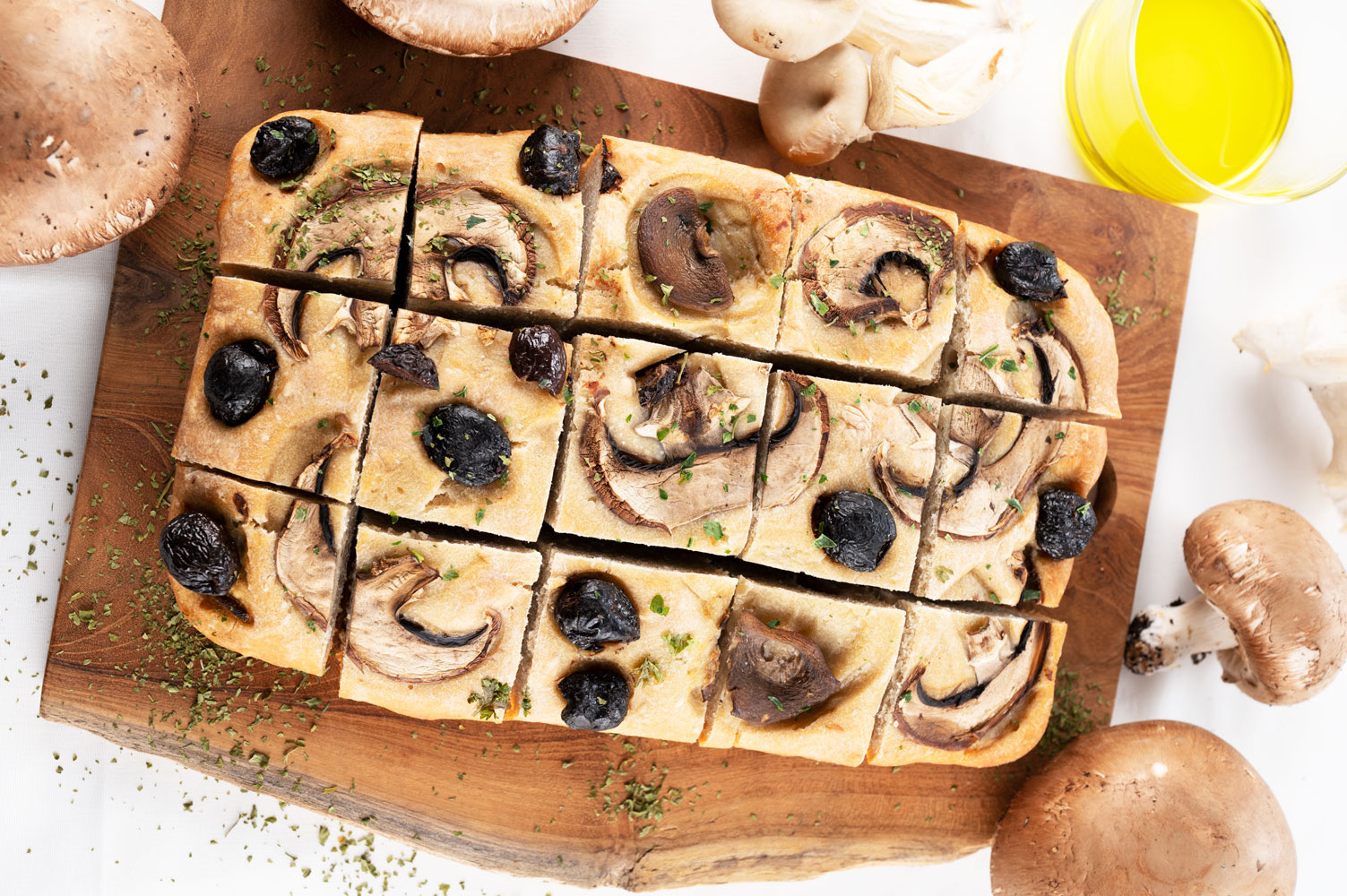 Foccacia champignons et olives