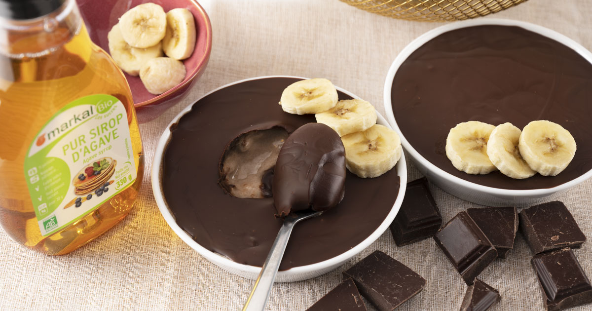 Crème banane avec sa coque chocolat