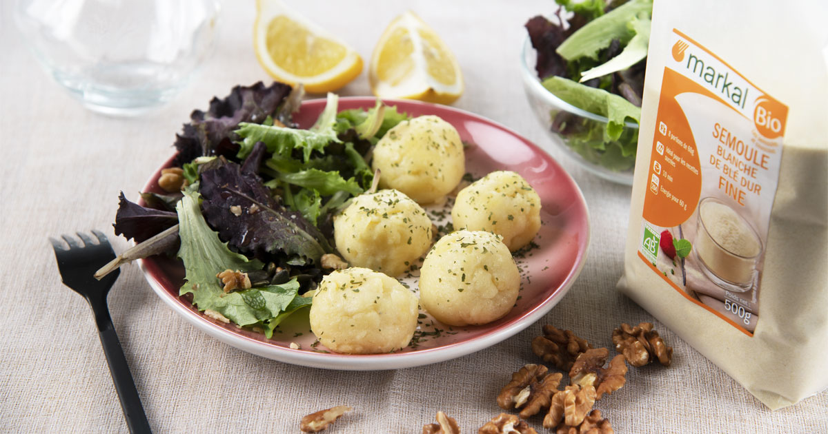Billes de semoule coeur au fromage