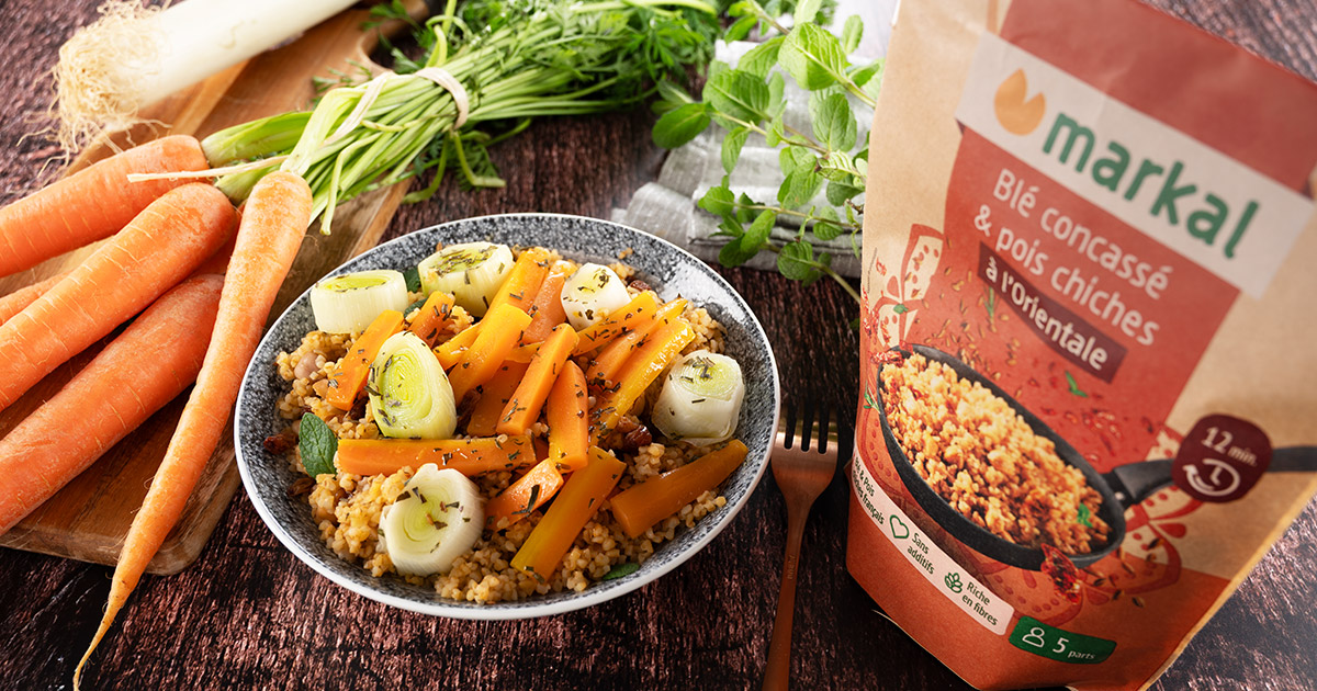 Mélange de blé et pois chiches à l'orientale façon couscous